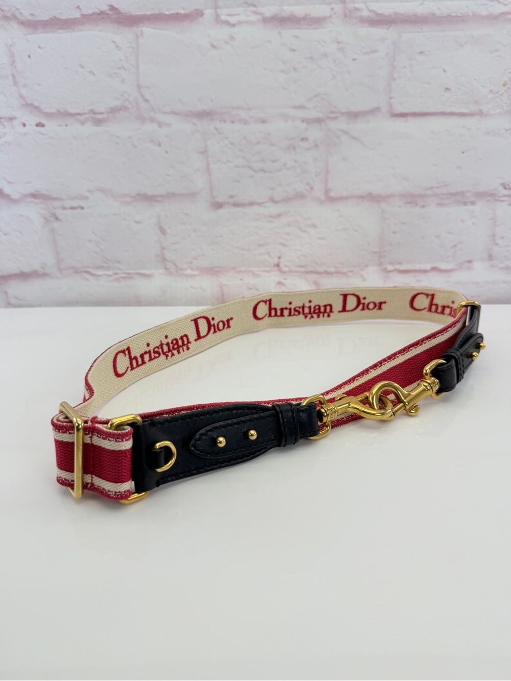 Dior Red, Black & Cream Logo Canvas Shoulder Strap
